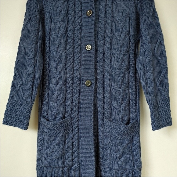 Long Aran cardigan — blue — size S - Picture 11 of 15